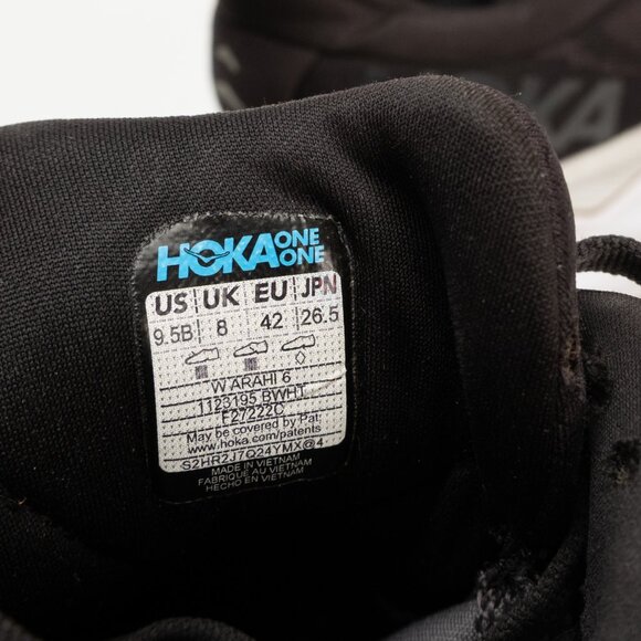 HOKA ONE ONE Arahi 6 black running shoes size 9.5 - Picture 10 of 12